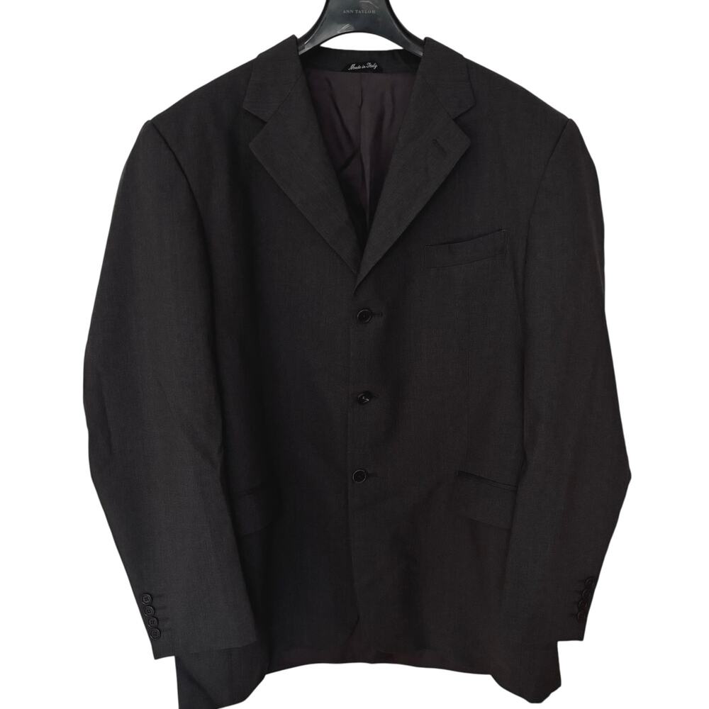Barney's New York Italian Wool Dark Gray 3 Button Suit Pleated Pant 46L 38x30